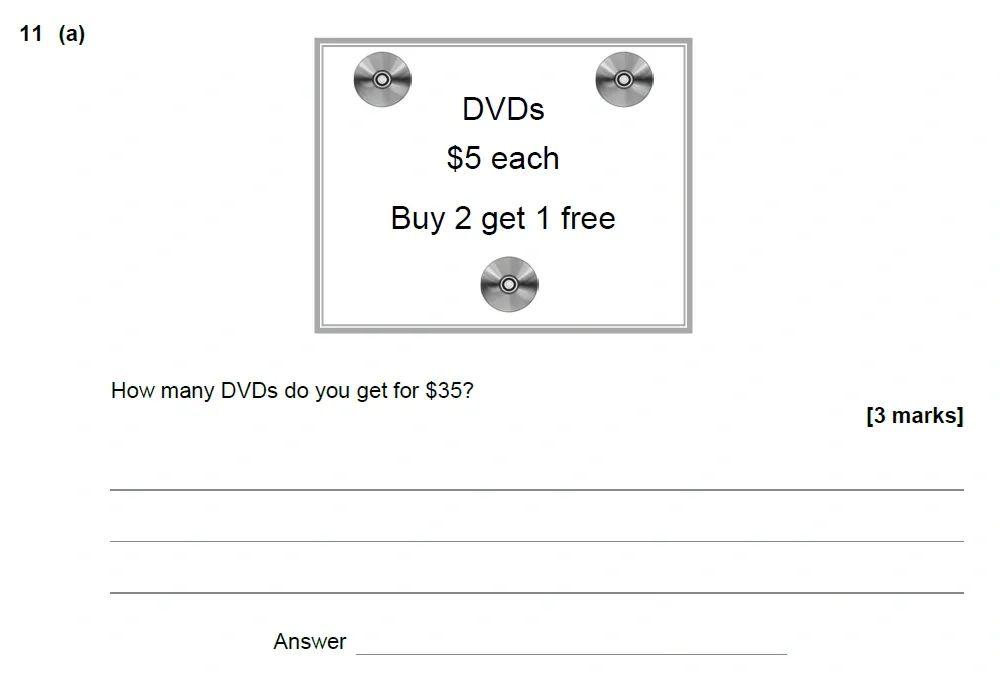 Question 11(a) - AQA IGCSE Maths Past Papers - Core Calculator 2018 - Specimen Paper 2