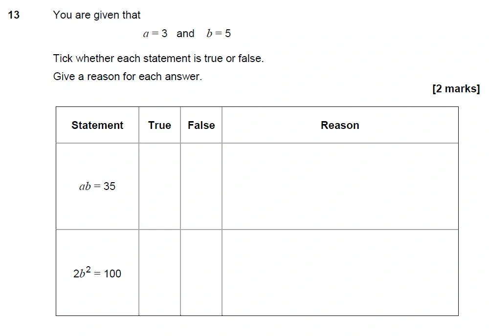 Question 13 - AQA IGCSE Maths Past Papers - Core Calculator 2018 - Specimen Paper 2