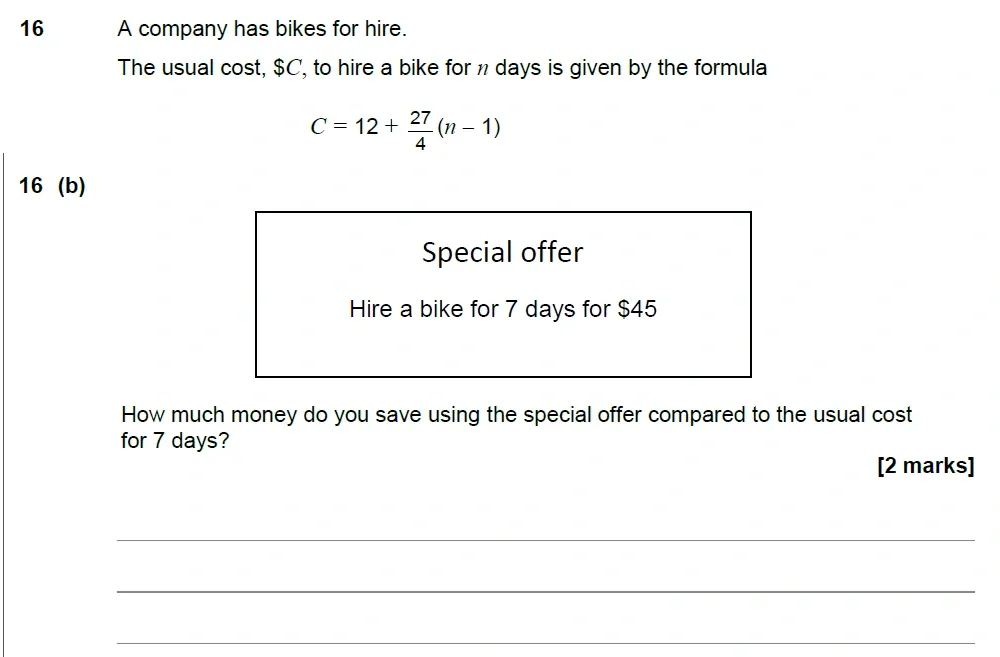 Question 16(b) - AQA IGCSE Maths Past Papers - Core Calculator 2018 - Specimen Paper 2