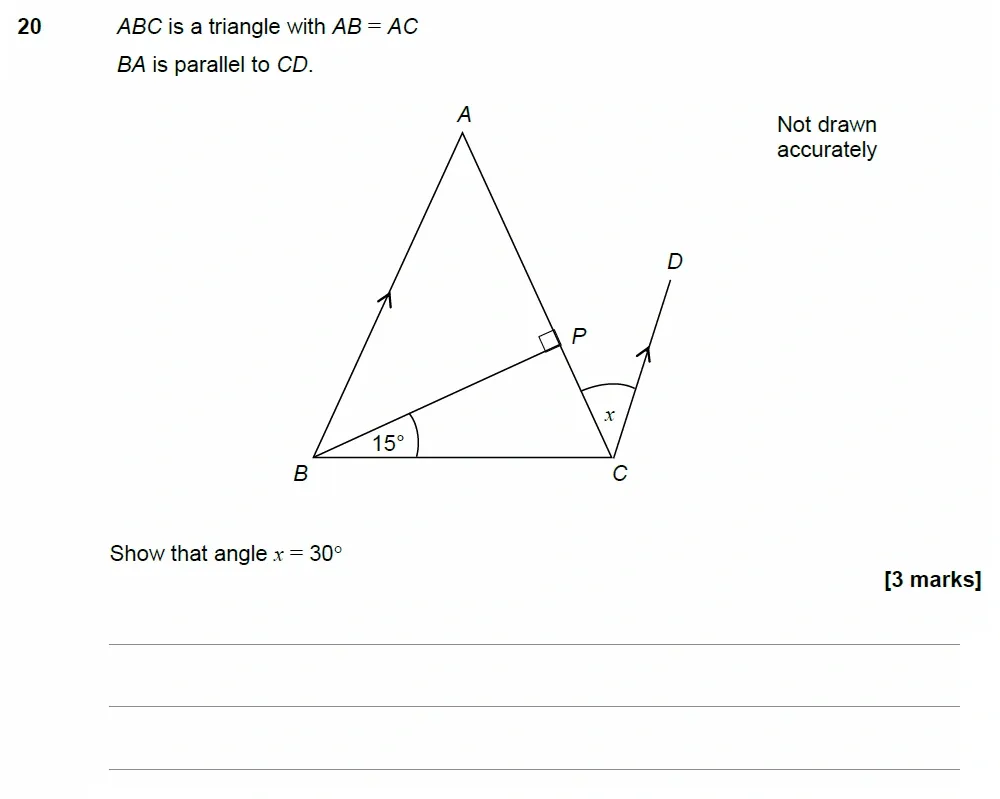 Question 20 - AQA IGCSE Maths Past Papers - Core Calculator 2018 - Specimen Paper 2