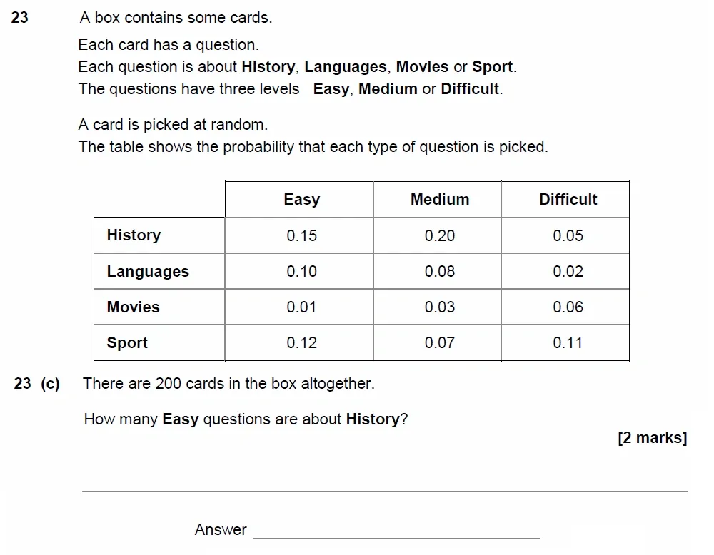 Question 23(c) - AQA IGCSE Maths Past Papers - Core Calculator 2018 - Specimen Paper 2