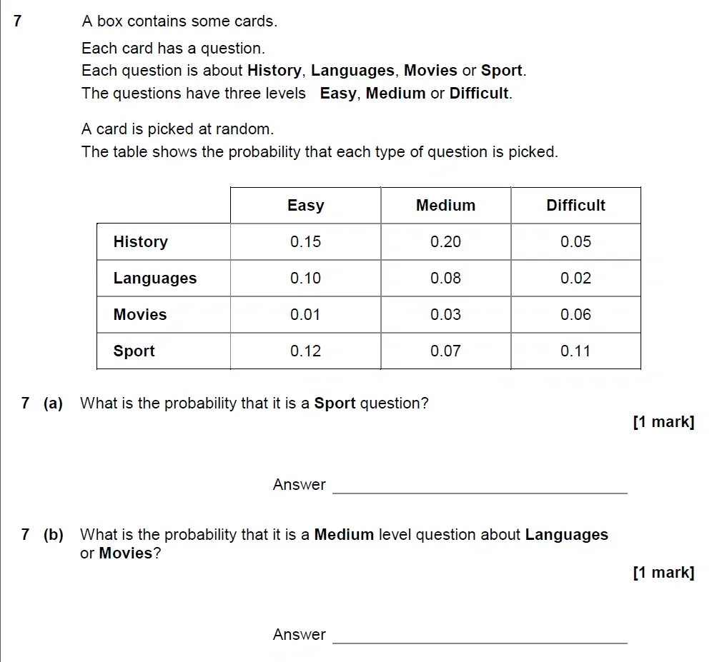 Question 07(a, b) - AQA IGCSE Maths Past Papers - Extended Calculator 2018 - Specimen Paper 2