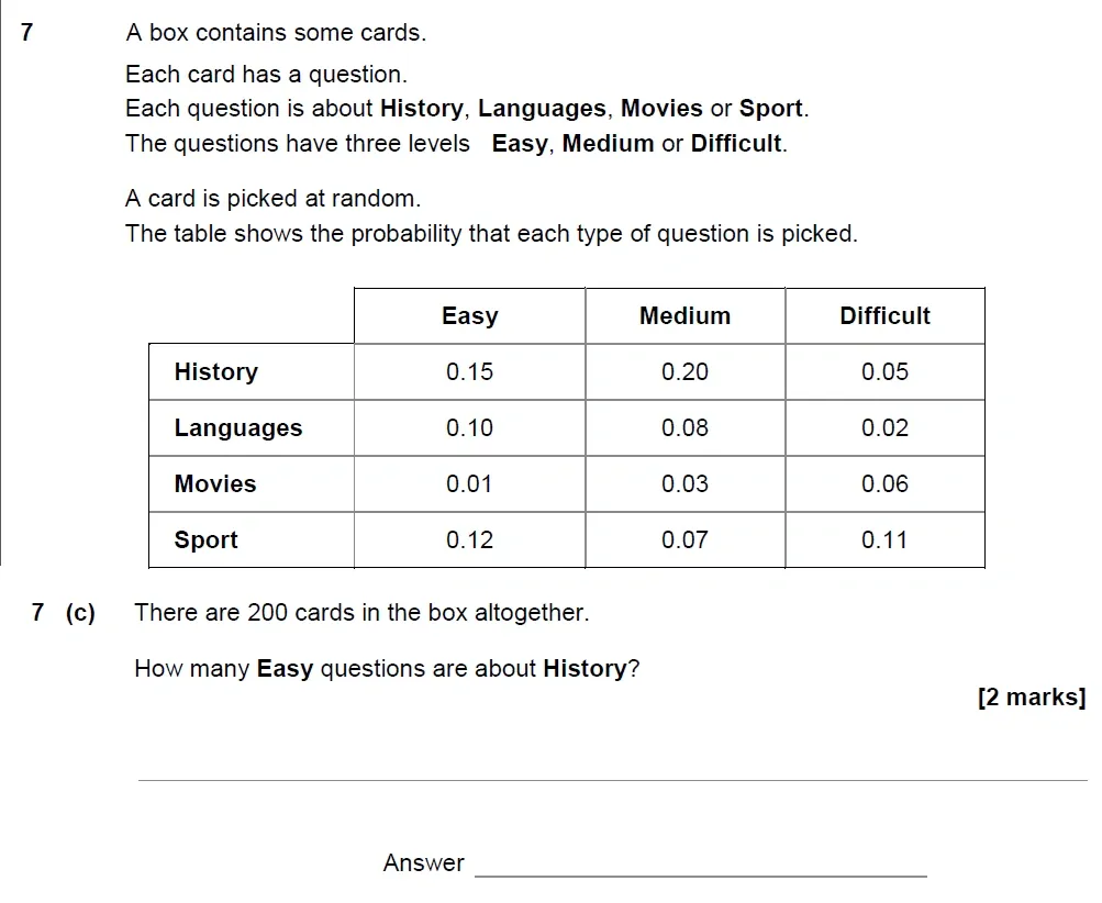 Question 07(c) - AQA IGCSE Maths Past Papers - Extended Calculator 2018 - Specimen Paper 2