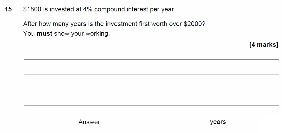 Question 15 - AQA IGCSE Maths Past Papers - Extended Calculator 2018 - Specimen Paper 2