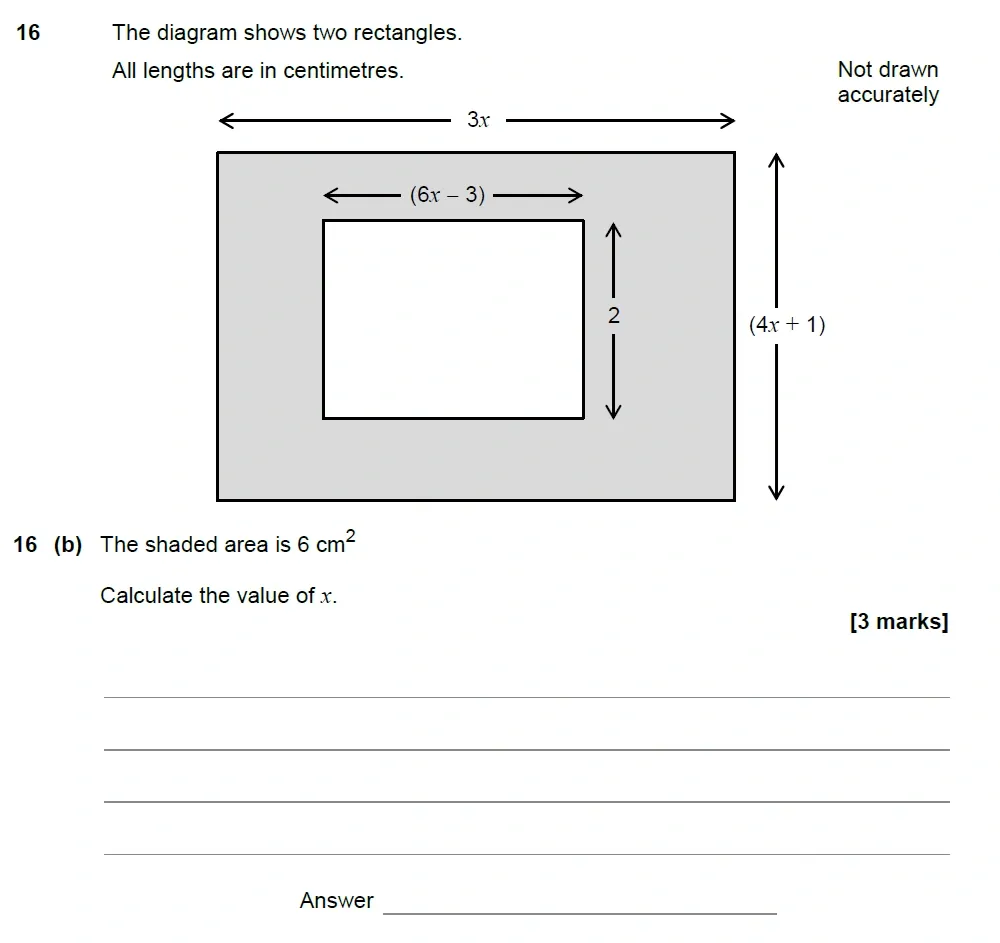 Question 16(b) - AQA IGCSE Maths Past Papers - Extended Calculator 2018 - Specimen Paper 2