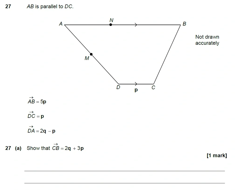 Question 27(a) - AQA IGCSE Maths Past Papers - Extended Calculator 2018 - Specimen Paper 2