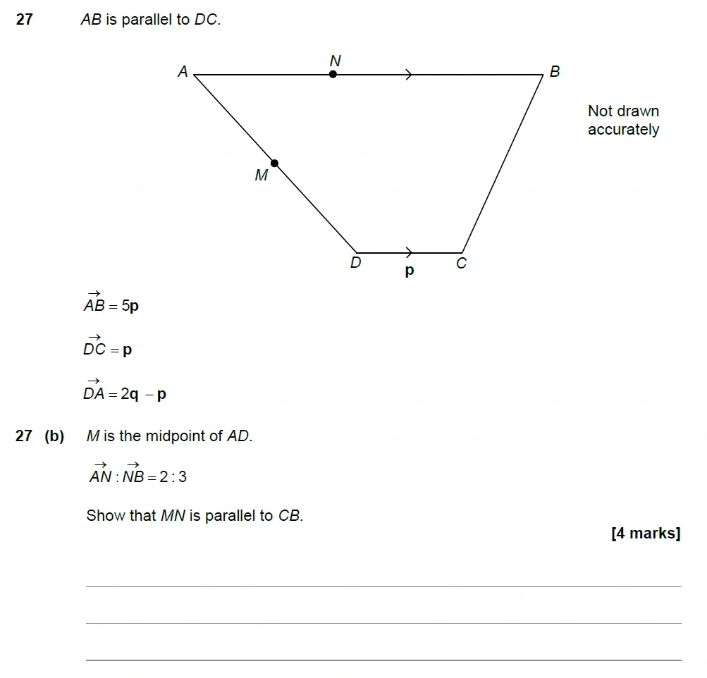 Question 27(b) - AQA IGCSE Maths Past Papers - Extended Calculator 2018 - Specimen Paper 2