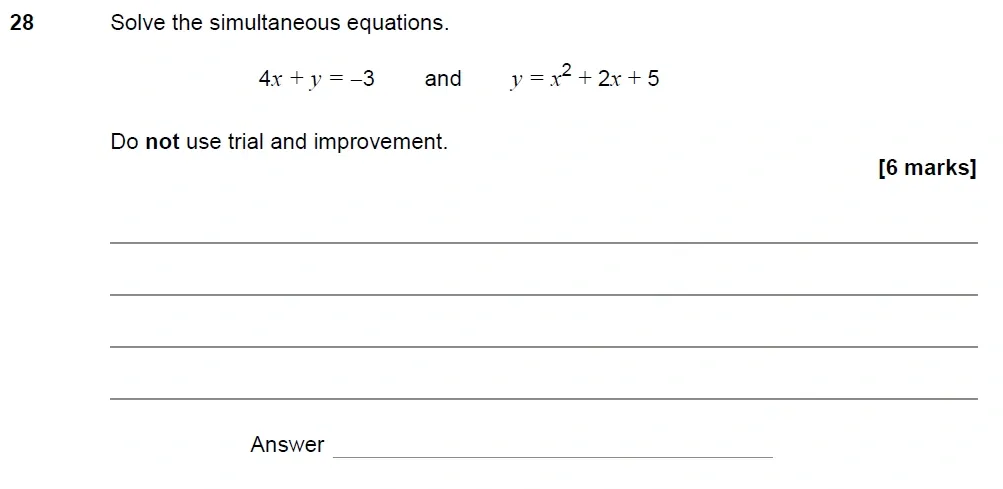 Question 28 - AQA IGCSE Maths Past Papers - Extended Calculator 2018 - Specimen Paper 2