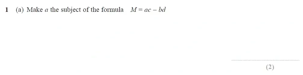 Question 01(a) - Edexcel IGCSE Maths Past Papers - Higher Calculator June 2018 - Paper 2