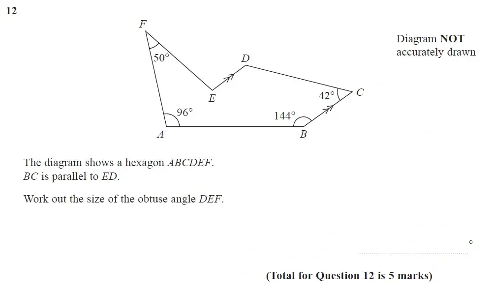 Question 12 - Edexcel IGCSE Maths Past Papers - Higher Calculator June 2018 - Paper 2