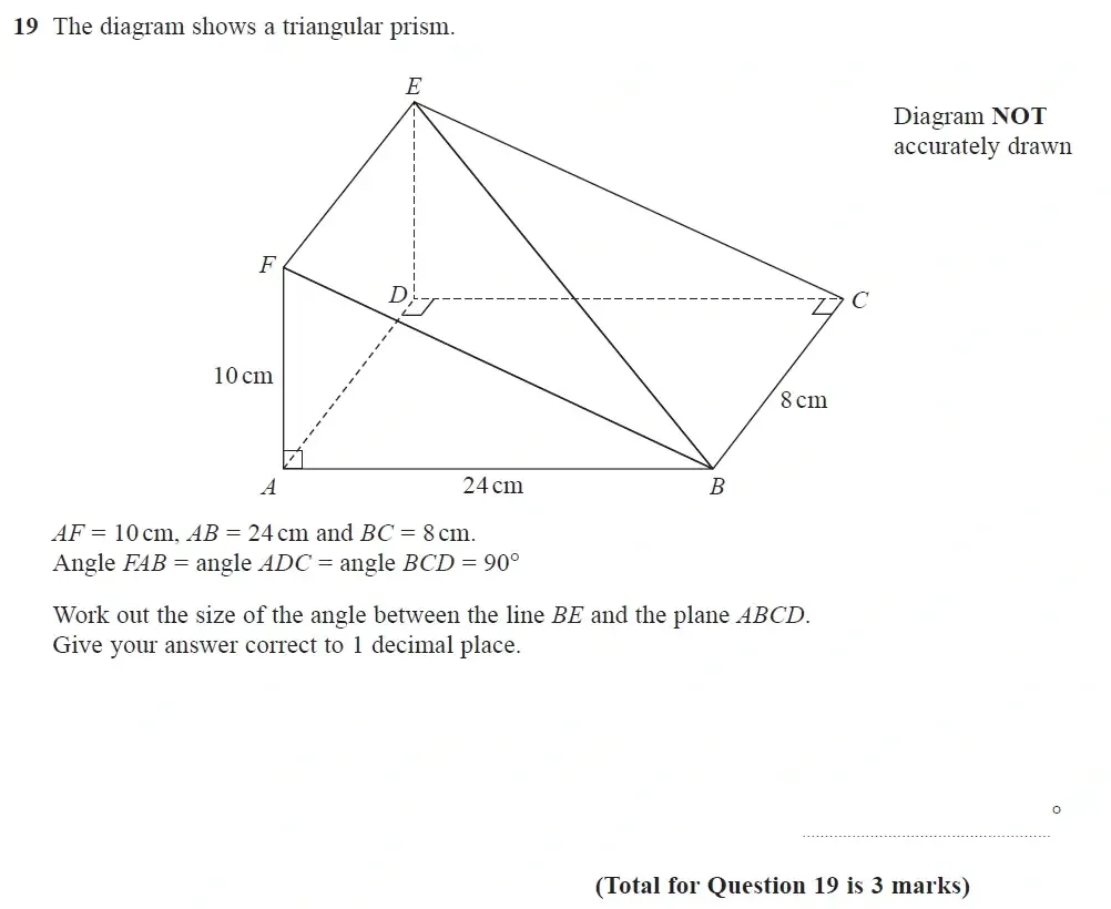 Question 19 - Edexcel IGCSE Maths Past Papers - Higher Calculator June 2018 - Paper 2