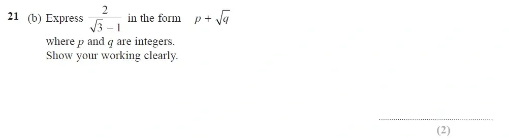 Question 21(b) - Edexcel IGCSE Maths Past Papers - Higher Calculator June 2018 - Paper 2