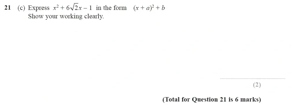 Question 21(c) - Edexcel IGCSE Maths Past Papers - Higher Calculator June 2018 - Paper 2