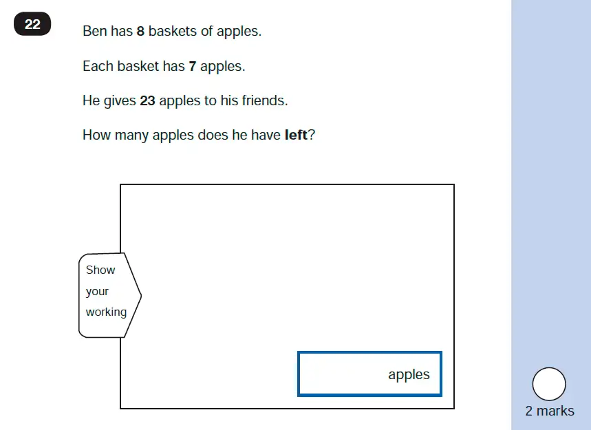 Question 22 - Mathematics Paper 2 - Reasoning Set-10