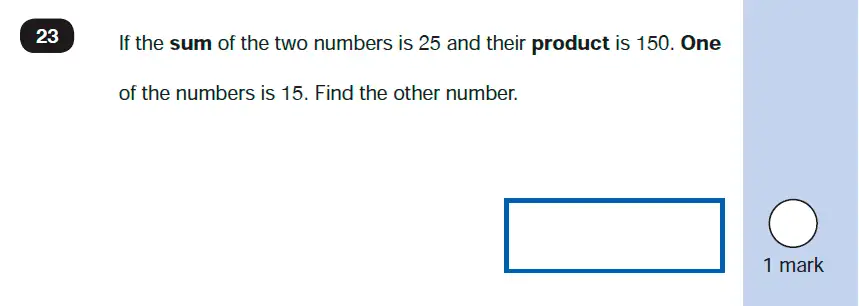 Question 23 - Mathematics Paper 2 - Reasoning Set-10