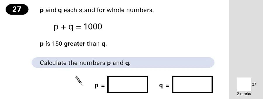 Question 27 - Maths Question Paper 2 - 2001