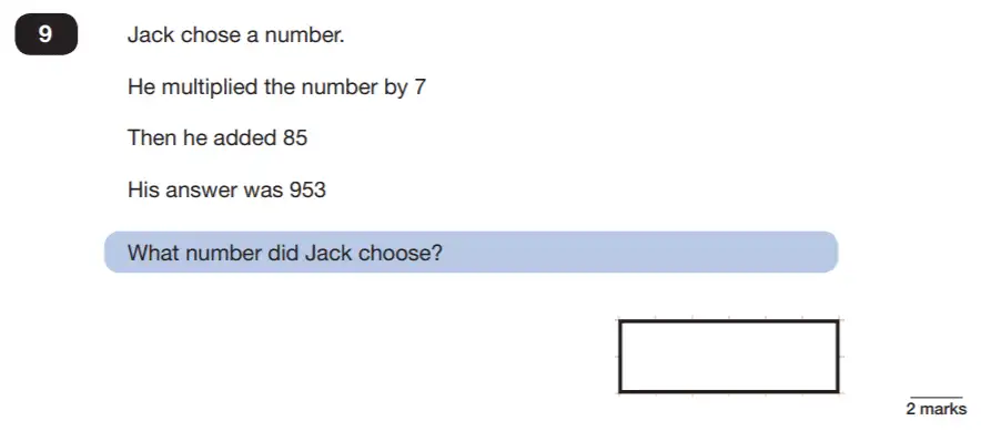 Question 9 - Reasoning Maths Question Paper 2 - 2019