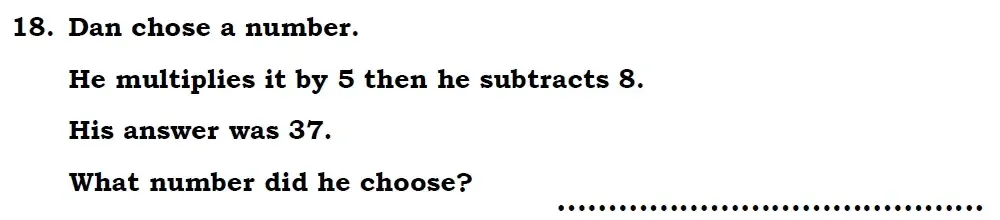 Question 18 - Chigwell School 7 Plus Maths Specimen Paper 2026