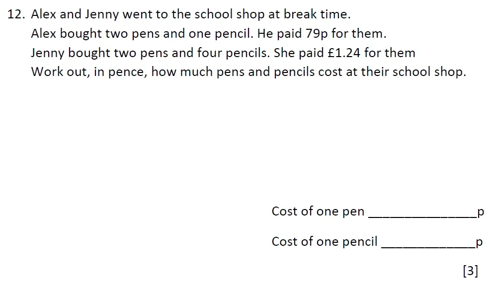 Question 12 - Emanuel School – 10 Plus Maths Entrance Exam Paper 2 - 2026