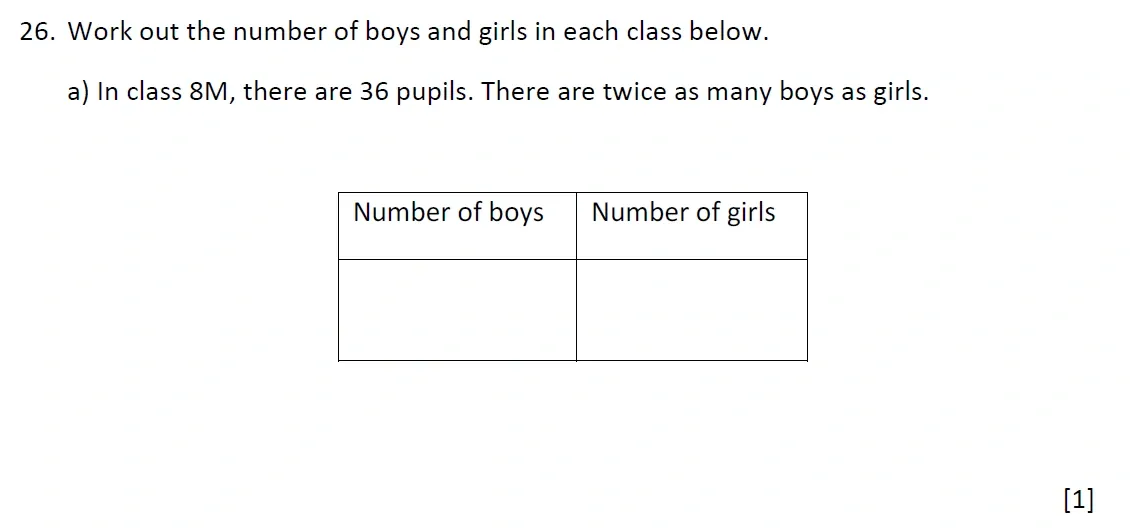 Question 26(a) - Emanuel School – 10 Plus Maths Entrance Exam Paper 2 - 2026