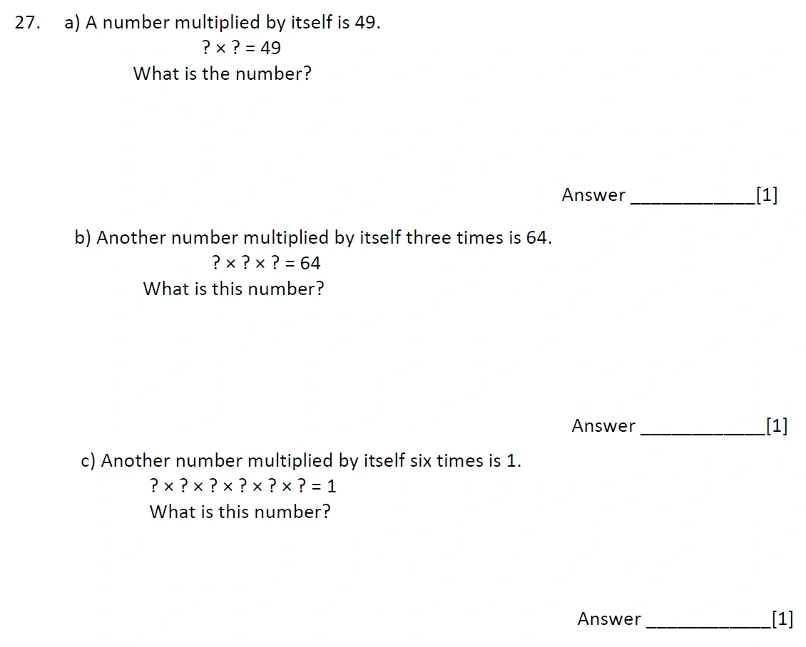 Question 27(a, b, c) - Emanuel School – 10 Plus Maths Entrance Exam Paper 2 - 2026