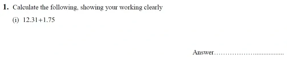 Question 01(i) - King's School Chester - 9 Plus Entrance Exam Maths Paper - 2026