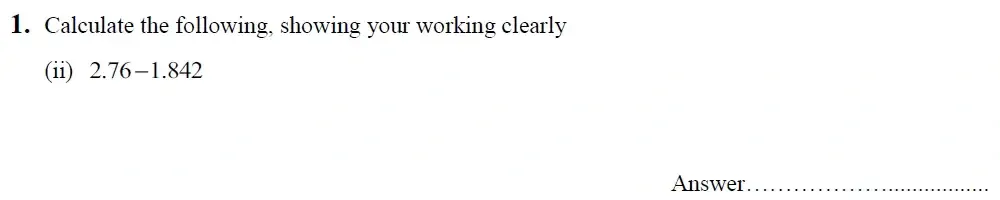 Question 01(ii) - King's School Chester - 9 Plus Entrance Exam Maths Paper - 2026