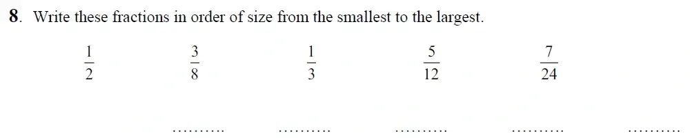 Question 8 - King's School Chester - 9 Plus Entrance Exam Maths Paper - 2026