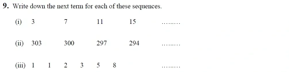 Question 09(i,ii,iii) - King's School Chester - 9 Plus Entrance Exam Maths Paper - 2026