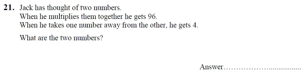 Question 21 - King's School Chester - 9 Plus Entrance Exam Maths Paper - 2026