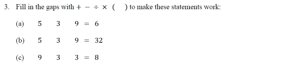 Question Sec A - 03(a, b, c) - Oundle School – 10+ Maths Entrance Exam Paper - 2013