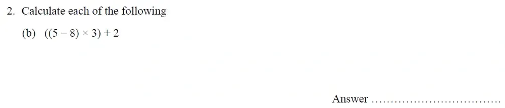 Question 02(b) - Oundle School – 10 Plus Maths Entrance Exam Paper - 2014