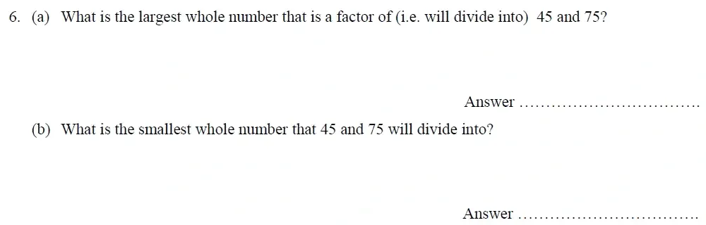 Question 06 - Oundle School – 10 Plus Maths Entrance Exam Paper - 2014