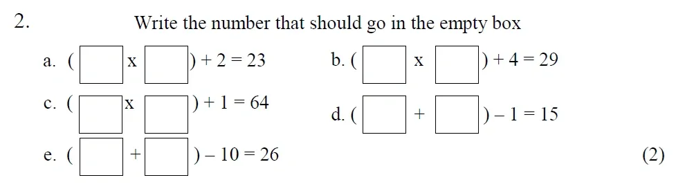 Question Sec A - 02 - St Mary's School - Year 5 Maths Sample Test Paper - 2026