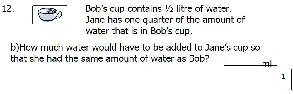 Question 12(b) - St Mary's School – Yr 6 Maths Sample Test Paper - 2026