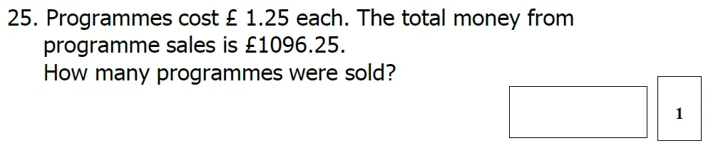 Question 25 - St Mary's School – Yr 6 Maths Sample Test Paper - 2026