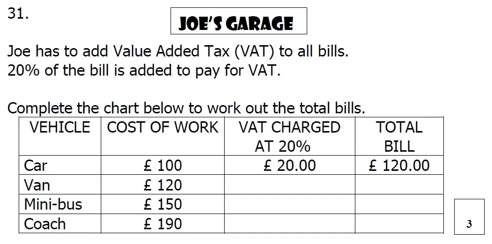 Question 31 - St Mary's School – Yr 6 Maths Sample Test Paper - 2026