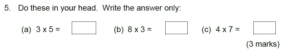 Question 05(a, b, c) - Stephen Perse School - Year 5 Maths Entrance Paper - 2026