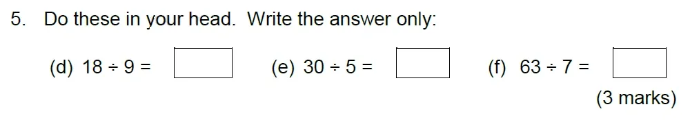 Question 05(d, e, f) - Stephen Perse School - Year 5 Maths Entrance Paper - 2026