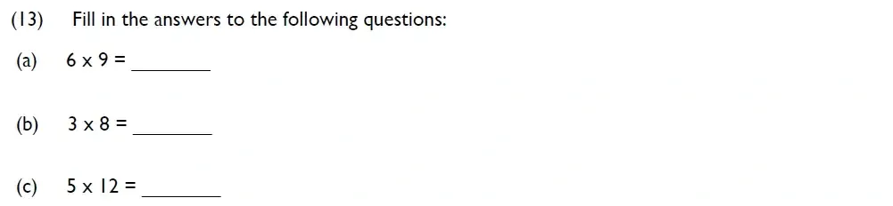 Question 13(a,b,c) - Westminster Cathedral Choir School – 8 Plus Maths Specimen Paper 1 - 2026
