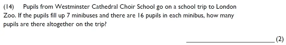 Question 14 - Westminster Cathedral Choir School – 8 Plus Maths Specimen Paper 1 - 2026
