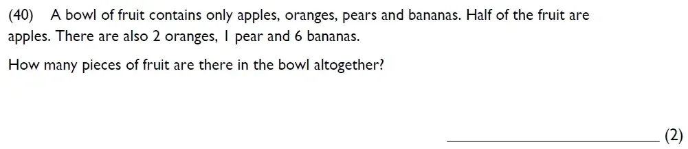 Question 40 - Westminster Cathedral Choir School – 8 Plus Maths Specimen Paper 1 - 2026