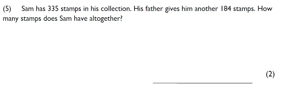 Question 05 - Westminster Cathedral Choir School – 8 Plus Maths Specimen Paper 2 - 2026