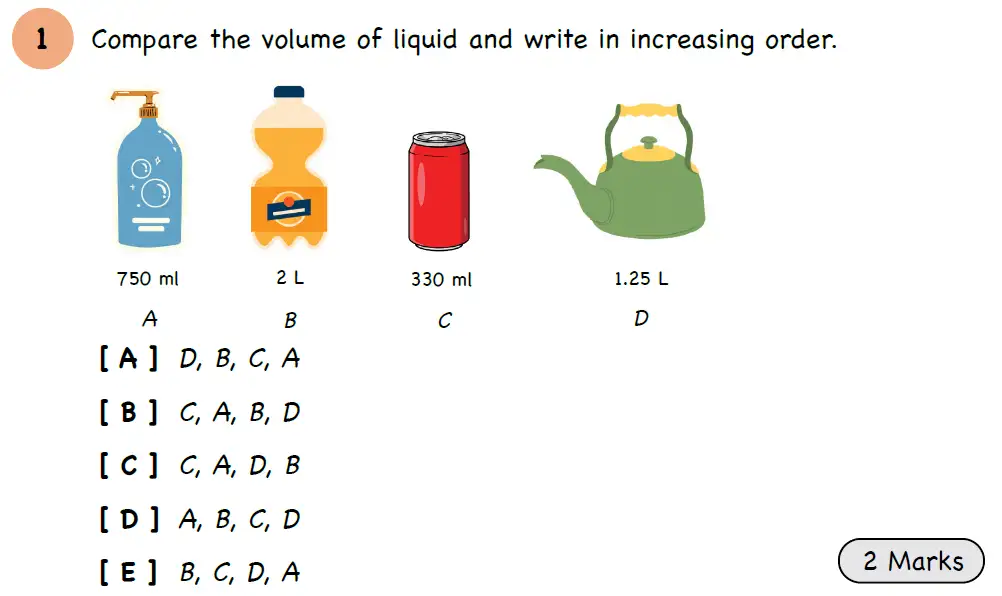 Question 1 - Year 3 - Length, Mass, Capacity - Assessment 3