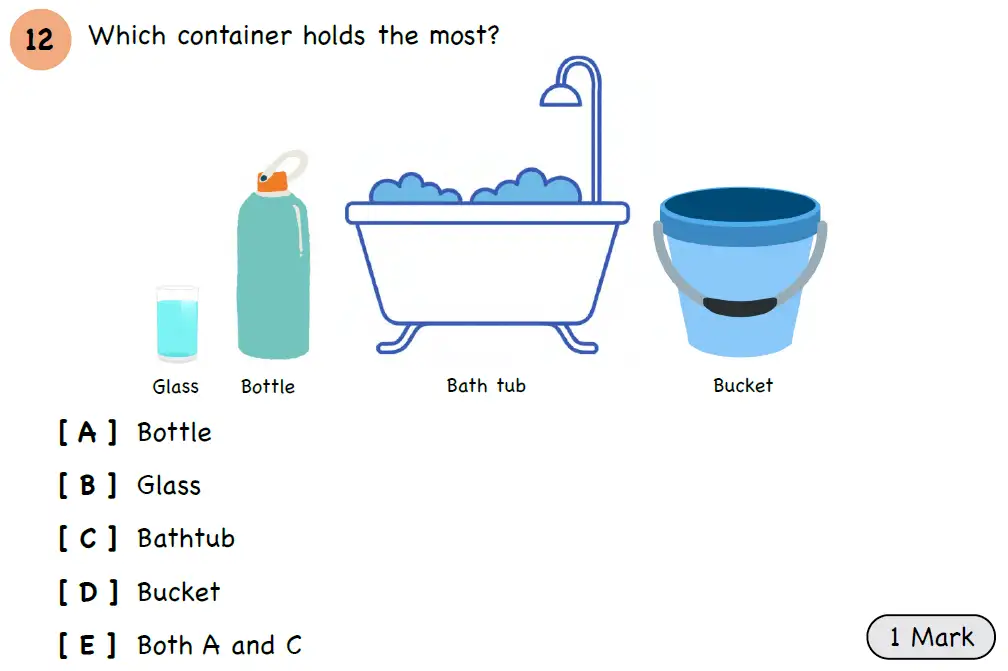 Question 12 - Year 3 - Length, Mass, Capacity - Assessment 3
