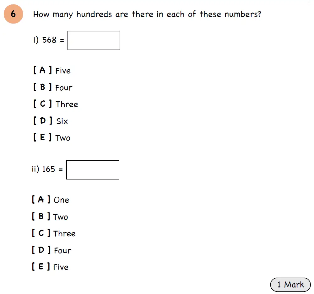 Question 7 - Year 3 - Numbers and Place Value - Assessment 3