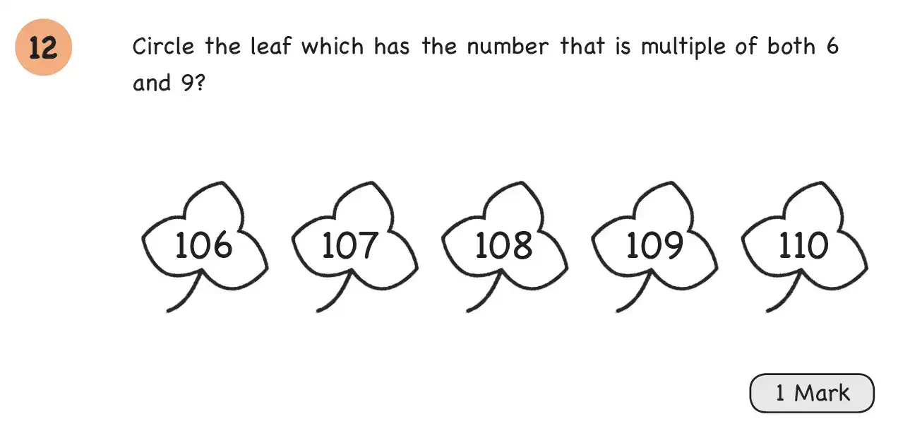 Question 12 - Year 4 – Number and Place Value – Assessment 1