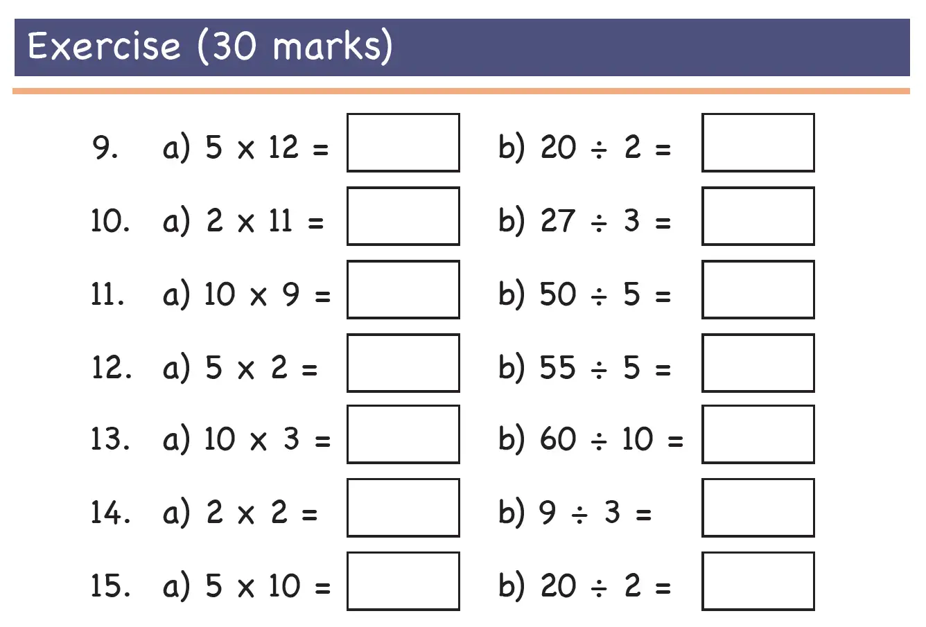Question 3 - Year 4 – Times Tables – Test 1