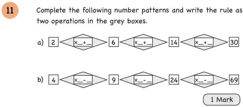 Question 11 - Year 5 - Algebra - Assessment 1