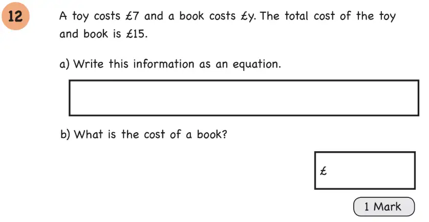 Question 12 - Year 5 - Algebra - Assessment 1